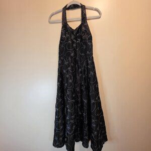 Handmade Black  / Silver Satin Halter Dress